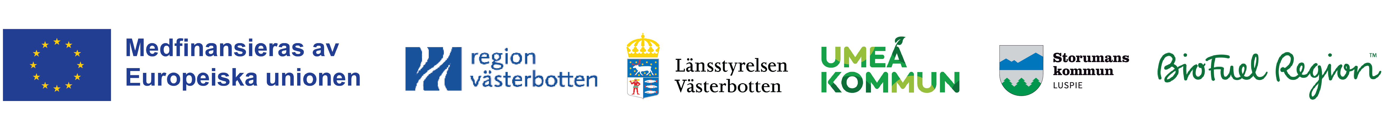 Loggor för evenemangets finansiärer: Europeiska unionen, Region Västernorrland, BioFuel Region, Region Jämtland Härjedalen och Bio Gen Gas.