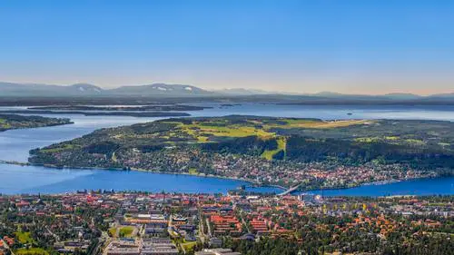 Panoramavy över Östersund, Frösön, Storsjön och fjällvärlden