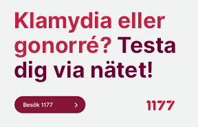 På bilden står det. Klamydia eller gonorré? Testa dig via nätet.