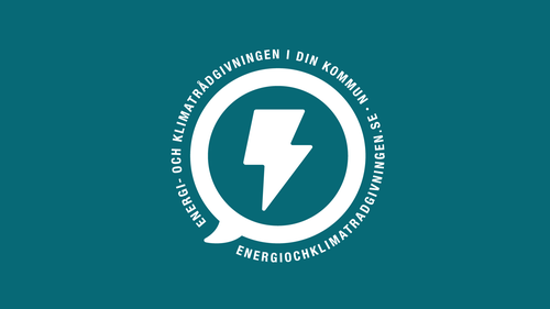 Energirådgivningens logga: en blixt i en pratbubbla, med texten "energi- och klimatrådgivningen i din kommun", samt webbadressen "energiochklimatradgivningen.se".